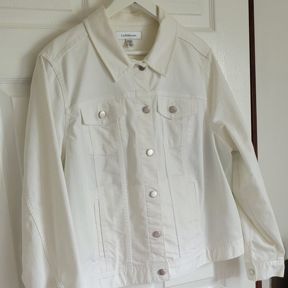 Croft&Barrow white handpainted jean jacket
